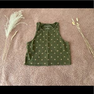 Aéropostale Olive green with pattern crop tank top